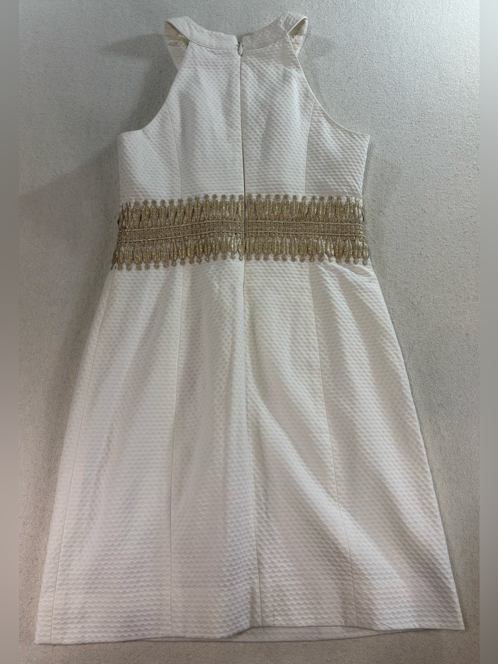 Lilly Pulitzer Ashlyn White Gold Metallic Lace Halter Shift Dress Size 2 - Picture 8 of 8